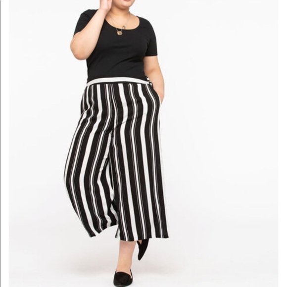 Sz 6 & 16 Stripe Wide Leg Cropped Pant - Picture 5 of 7
